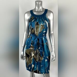 MINT Jodi Arnold Blue and Gold Halter Midi Sundress